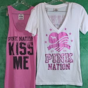Victorias Secret Pink Nation Tank and Shirt Bundle